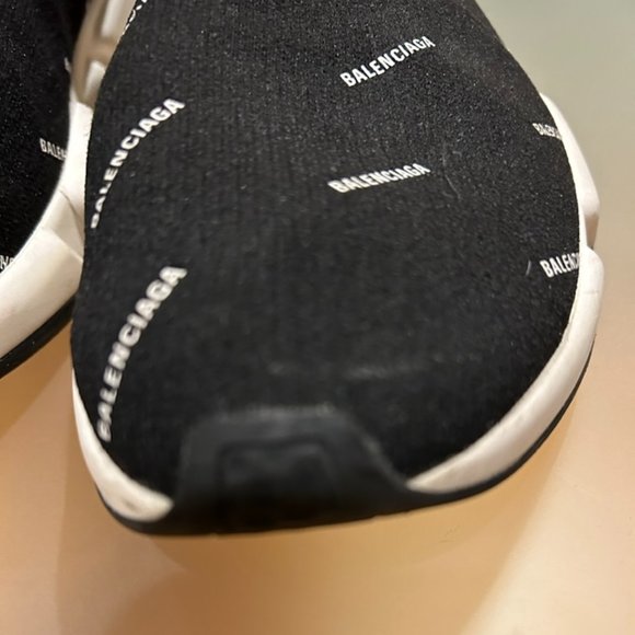 Balenciaga authentic Speed Sock Logo Sneaker Black and White, size 11 - Picture 8 of 14